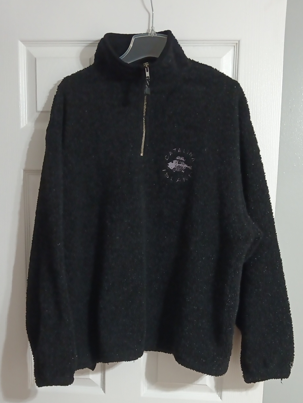 Catalina Island Black Half-Zip Sherpa Pullover Sweater